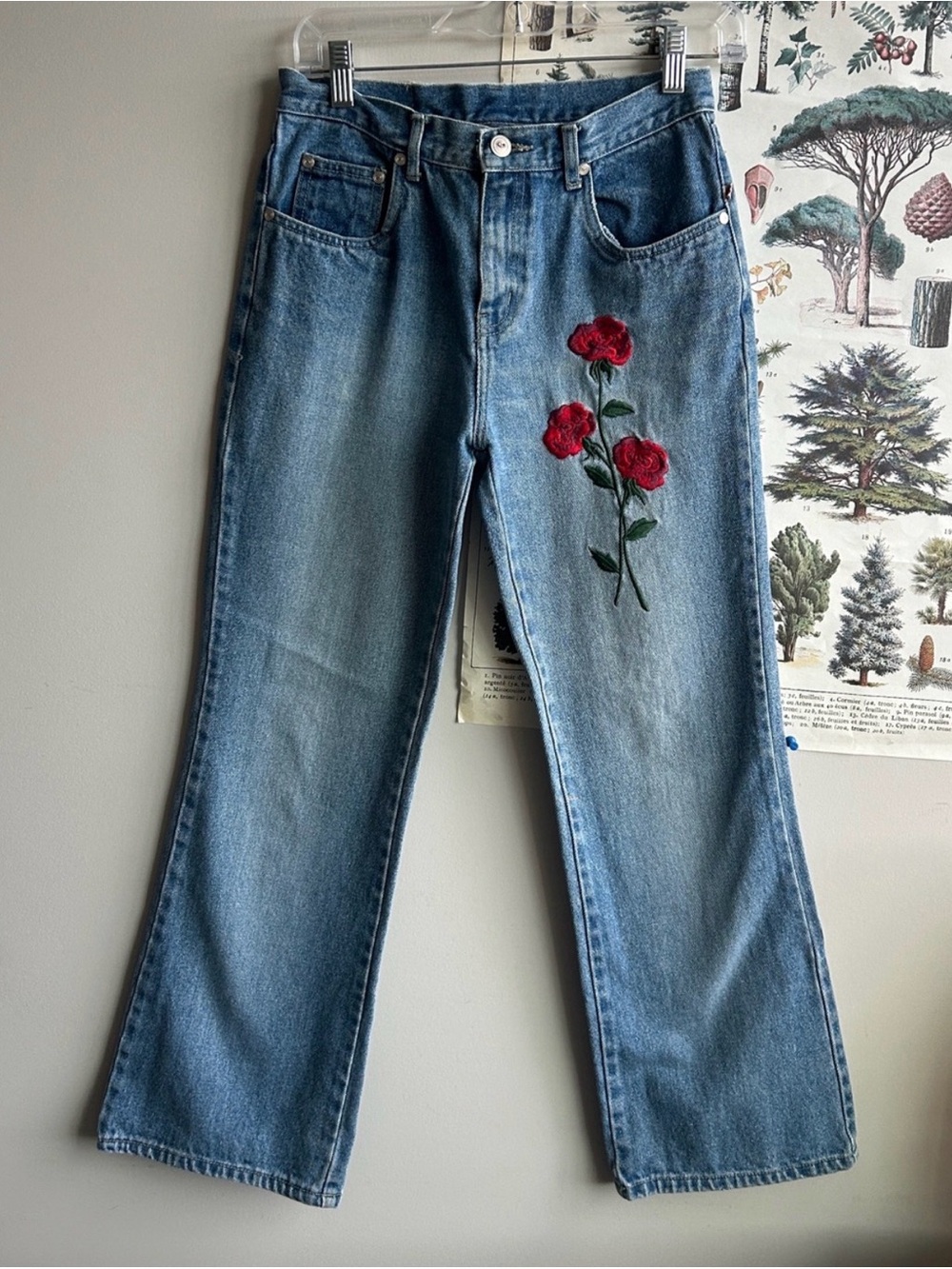 Fiorucci Jeans with Embroidered Rose Size 27